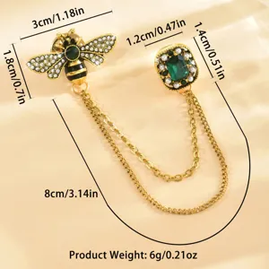 Spilla ape in cristallo vintage con doppia catena elegante strass giacca abito gioiello
