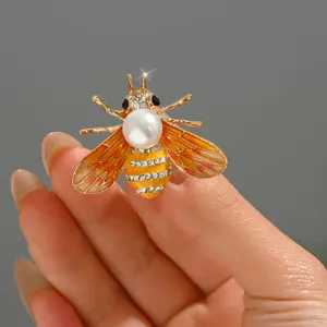 Elegante spilla ape perla strass per donne abito giacca vestiti accessori gioielli chic
