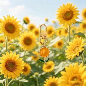 Cute sunflower metal keychain vibrant enamel flower bag pendant summer gift accessories