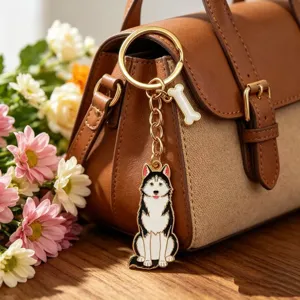 Grazioso portachiavi cane husky in lega ciondolo per borsa charm animale carino regalo