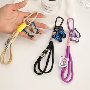 Llavero de Paracord de Mariposa para Exteriores Cordón Trenzado de Nylon Con Mosquetón para Mochila Teléfono Bolso Regalo