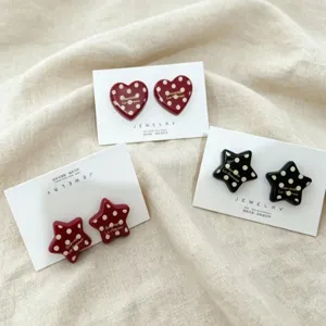 Retro Punkte Herz Stern Ohrringe Harz süß cool Stil Mode Schmuck für Frauen Accessoires