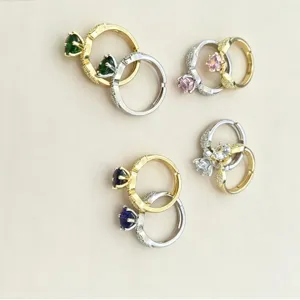 Minimalistischer Luxus Diamant offener Ring für Damen, mehrfarbiger glänzender verstellbarer Schmuck.