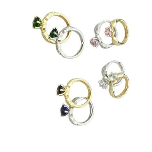 Luxus bunte Edelstein verstellbare offene Ringe für Damen, elegante glänzende schicke Fingerringe.