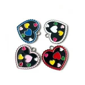 Pendentif cœur en métal émail coloré mignon étiquette de chien bijoux accessoires bricolage