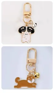 Mignon dessin animé chien porte-clés métal sac pendentif animal anneau pour enfants cadeau