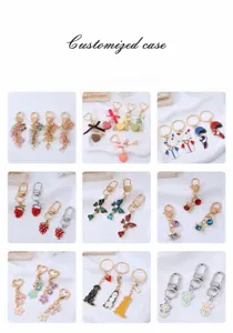 Porte-clés en métal mignons style doux fleurs pendentifs de sac charmants cadeaux.