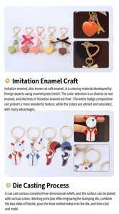Joli porte-clés cœur avec nœud et pendentif baseball en métal pour sac à main de femme.