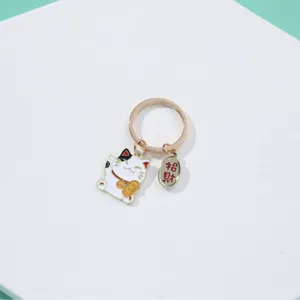 Cute Cartoon Lucky Cat Metal Keychain Creative Fortune Cat Car Key Ring Pendant Bag Charm Decorative Trinket Gift For Men Women