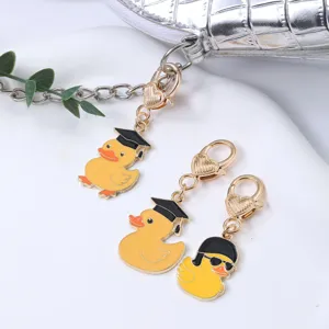 Cartoon Yellow Duck Keychain Fashion Graduation Doctor Duck Helmet Duck Pendant Alloy Enamel Bag Charm Festival Gift Accessories