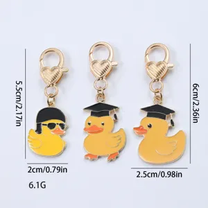 Cute cartoon yellow duck keychain metal pendant schoolbag accessory lovely gift duck