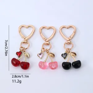 Portachiavi cuore ciliegia ciondolo borsa carino in metallo accessorio regalo moda