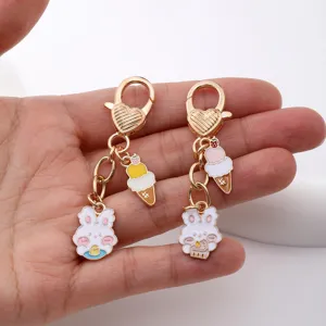 Cute Cartoon Rabbit Ice Cream Keychain Alloy Drip Oil Bag Charm Pendant Gift Main
