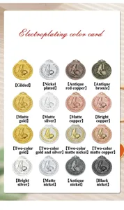 Vue détaillée de la carte de couleurs de galvanoplastie pour médailles sportives.