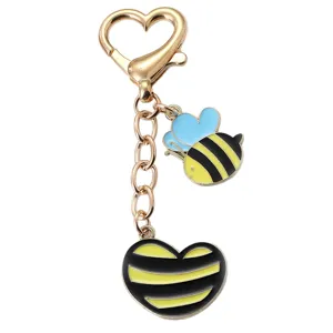 Süßer Bienen Herz Schlüsselanhänger Metall Tasche Anhänger Insekt Mode Accessoire Geschenk