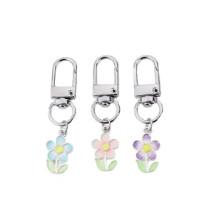 Porte-clés fleur marguerite émaillée breloque sac pendentif métal accessoire femme