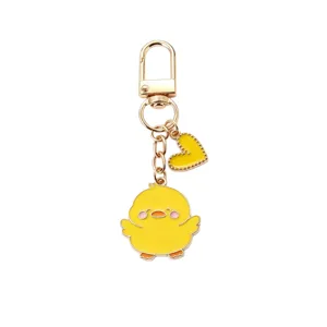 Niedlicher Cartoon gelber Kueken Metall Schluesselanhänger goldene Tasche Charme Geschenk