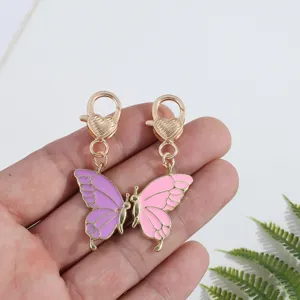 Zinklegering kleurrijke vlinder gesplitste bedel hanger met hart kreeft sluiting sieraden