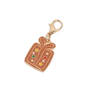 Christmas gift box alloy enamel DIY pendant keychain charm for holiday jewelry making crafts