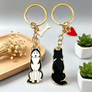 Simpatico Portachiavi Husky Lega Cane Borsa Charm Animale Anello Chiave Metallo