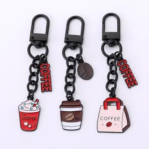 Llavero Creativo de Lindo Tema de Café Aleación Metal Colgante para Bolso Taza de Café Ornamento para Bolso Regalo