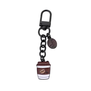 Lindo llavero de taza de cafe de metal colgante de bolsa de moda accesorio de regalo