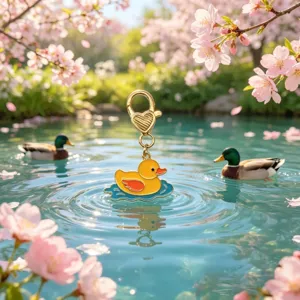 Cute little yellow duck metal keychain bag pendant sweet cartoon holiday gift accessory