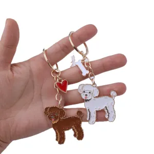Cute cartoon poodle dog metal keychain bag charm cute animal pendant fashion accessories