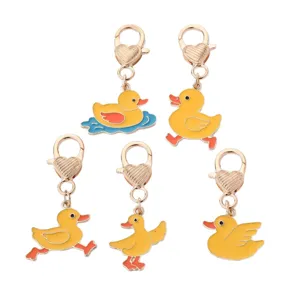 Cute little yellow duck keychain metal bag pendant with cartoon accessories charm