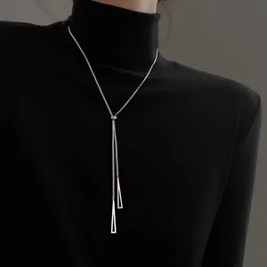 Minimalistische Geometrische Dreieck Schiebe Halskette Damen Koreanischen Kalt Stil Legierung Galvanisierte Verstellbare Lange Pullover Kette Halskette