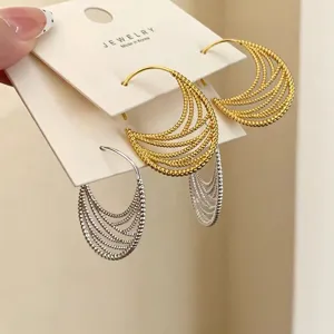Minimalistische Legierung Hohlstruktur Creolen Für Damen Leichtgewicht Luxus Geometrische Statement Klobige Mehrschichtige Ohrringe