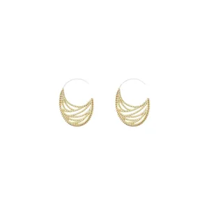 Goldene mehrsträngige strukturierte Creolen für Damen, minimalistisches Design, edler Schmuck