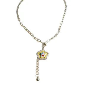 Y2K Stern Anhänger Halskette Strass Y-förmige Kette Choker Streetwear Modeschmuck