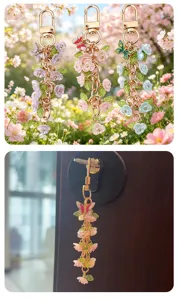 Metal flower butterfly keychain pendant stylish bag charm for women delicate accessories