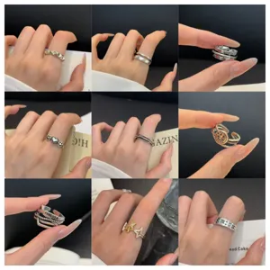Anillo Abierto de Cobre Minimalista Para Mujeres Joyería de Moda Ajustable Anillo de Dedo Geométrico Regalo Diario