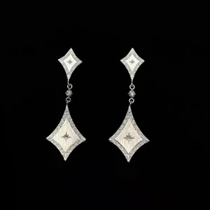 Vintage silberne gebürstete Diamant-Ohrringe minimalistisches Nischendesign Schmuck