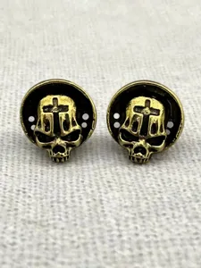 Vintage Gold Totenkopf Kreuz Ohrstecker, Gothic Punk Streetwear Unisex Modeschmuck Geschenke