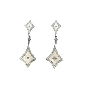 Retro silberne gebürstete Diamant Ohrringe, minimalistisches Nischen Design elegante Schmuck.