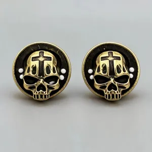 Vintage Retro Gold Totenkopf Kreuz Ohrstecker Unisex Streetwear Punk Schmuck Design