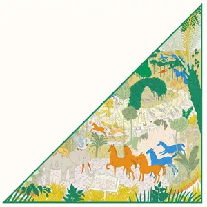 Elegant large triangular scarf featuring detailed jungle animal print for stylish women.