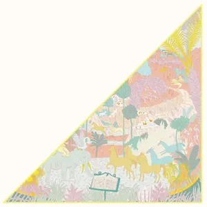 Luxury silk feel large triangle scarf for women fashion jungle animal print elegant shawl.