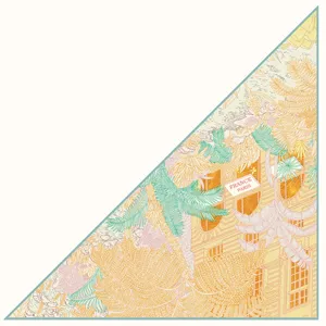 Elegant French style printed triangle silk scarf, lightweight fashion summer beach shawl wrap.
