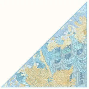 Chic botanical print triangular scarf for women, elegant summer fashion shawl accessory.