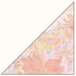 Stylish women large triangle scarf silk feel twill botanical Paris print wrap shawl