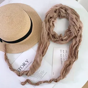 Chic pleated decorative scarf, fashionable gradient design, versatile neck wear for women.