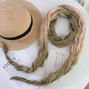 Gradient crinkle scarf for women, fashionable versatile decorative neckerchief and warm shawl.