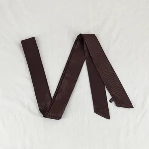 Dark brown wavy long streamer scarf, versatile decorative ribbon for hair or bag accessory.