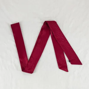 Long wine red wavy ribbon for hair tie neck scarf bag accessory minimalist daily wear fashion.