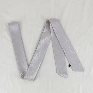 Minimalist grey long ribbon scarf versatile hair tie and bag strap accessory for daily chic wear