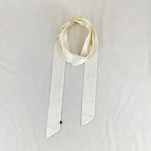 Slim Long Ribbon Scarf Chic Wave Pattern Hair Band Bag Accessory Neutral Daily Versatile Nice